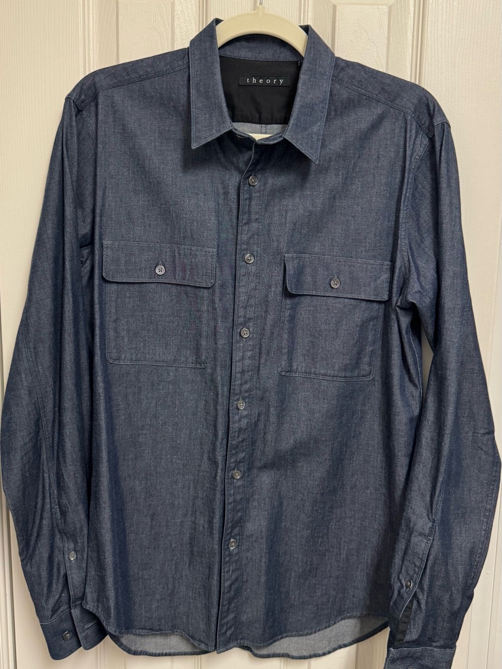 Theory Navy Blue Shirt with Black Interior Label